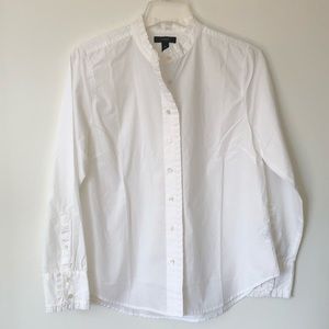 J.Crew white long sleeve blouse with ruffle collar